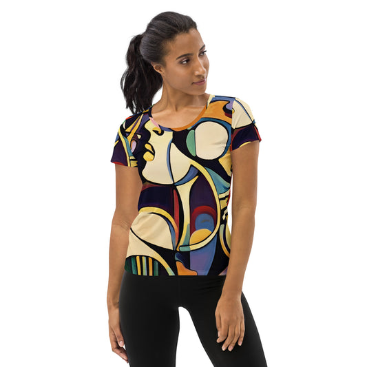 DMV 0666 Retro Art All-Over Print Women's Athletic T-shirt