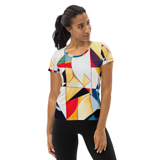 DMV 2129 Abstract Art All-Over Print Women's Athletic T-shirt