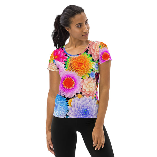 DMV 0764 Floral All-Over Print Women's Athletic T-shirt