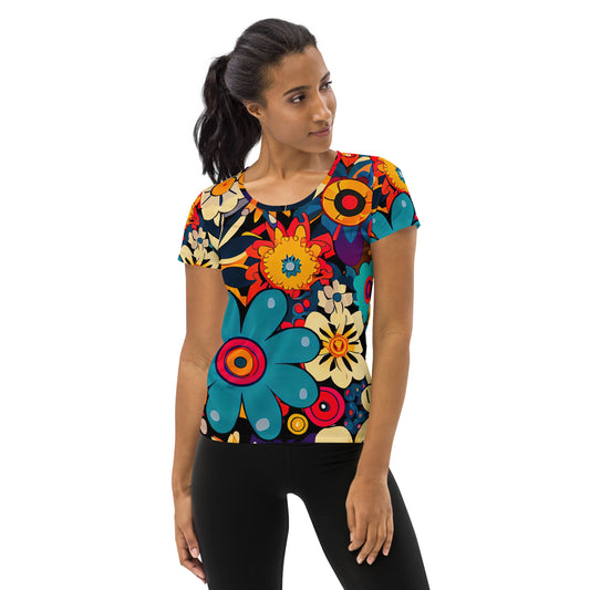 DMV 0969 Floral All-Over Print Women's Athletic T-shirt