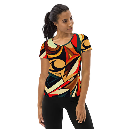 DMV 1596 Retro Art All-Over Print Women's Athletic T-shirt