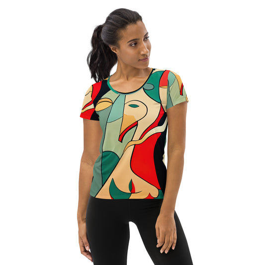 DMV 0395 Retro Art All-Over Print Women's Athletic T-shirt