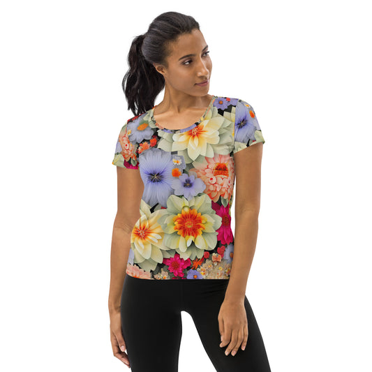 DMV 0894 Floral All-Over Print Women's Athletic T-shirt