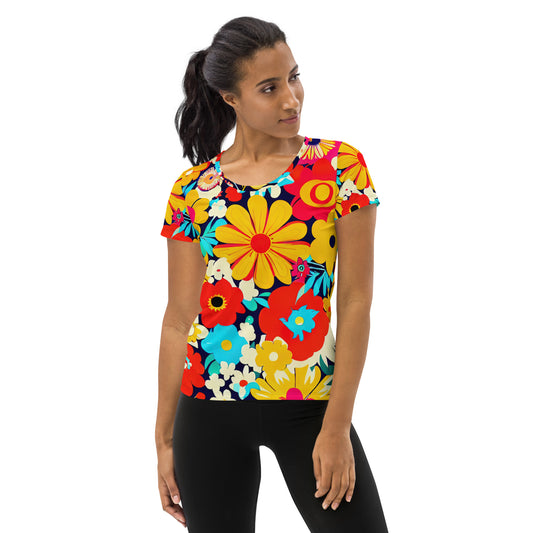 DMV 0519 Floral All-Over Print Women's Athletic T-shirt