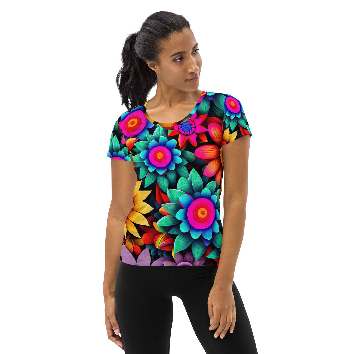 DMV 0852 Floral All-Over Print Women's Athletic T-shirt