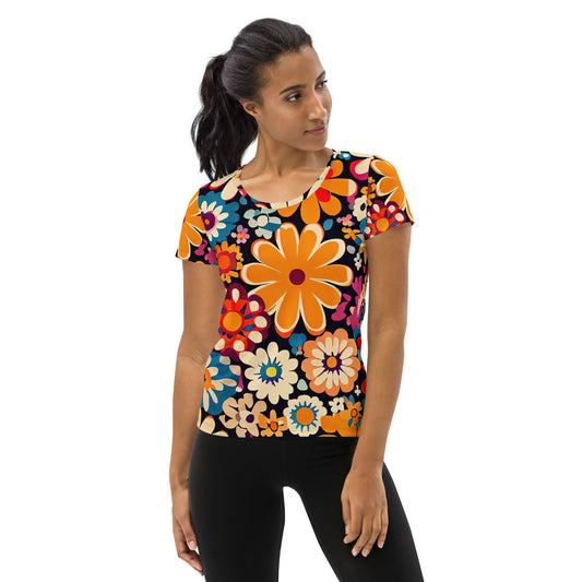DMV 0710 Floral All-Over Print Women's Athletic T-shirt