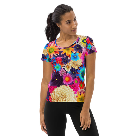 DMV 1487 Floral All-Over Print Women's Athletic T-shirt