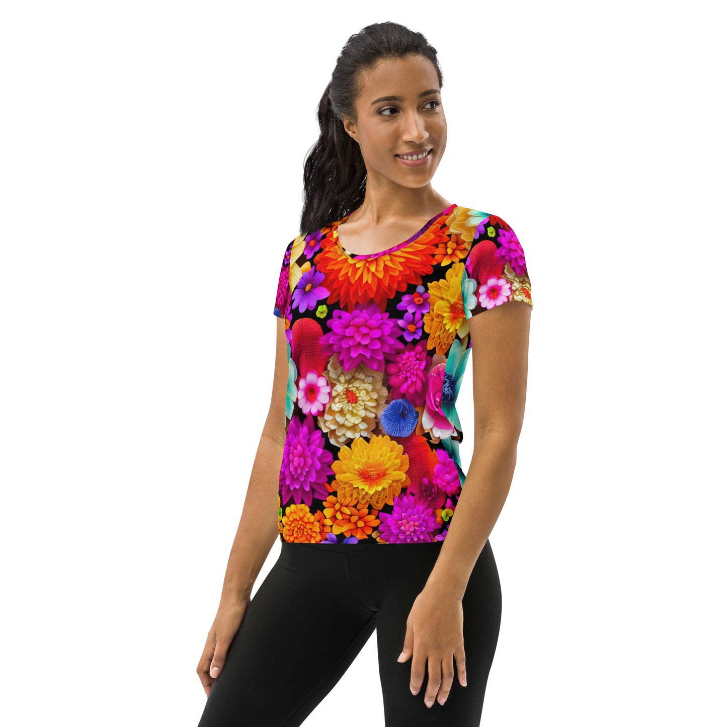 DMV 0238 Floral All-Over Print Women's Athletic T-shirt