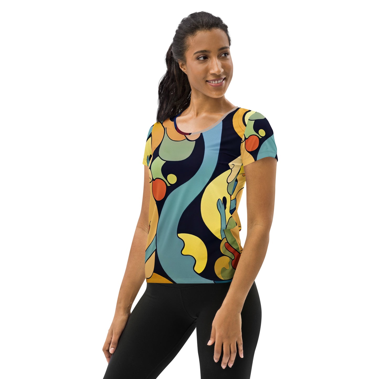 DMV 0242 Retro Art All-Over Print Women's Athletic T-shirt