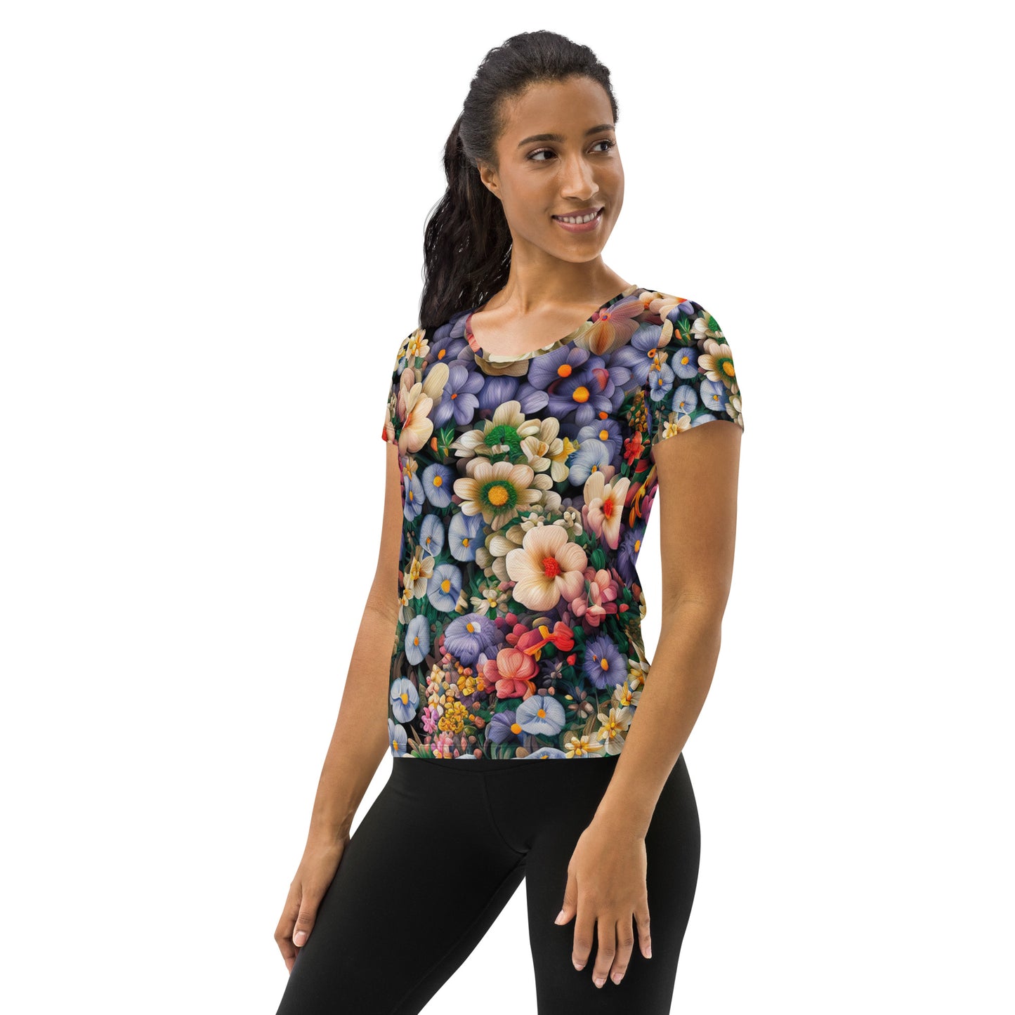 DMV 0114 Floral All-Over Print Women's Athletic T-shirt