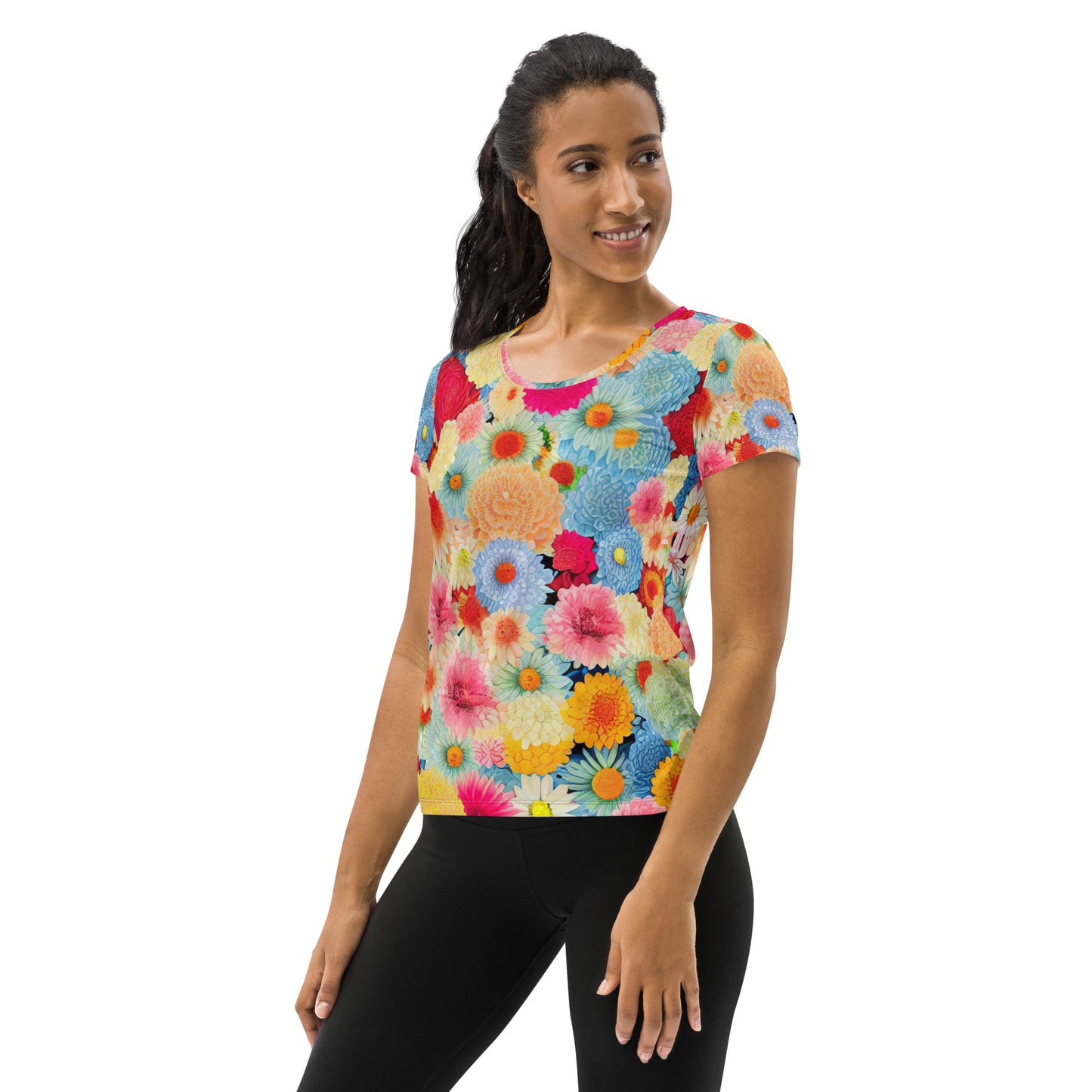 DMV 0106 Floral All-Over Print Women's Athletic T-shirt