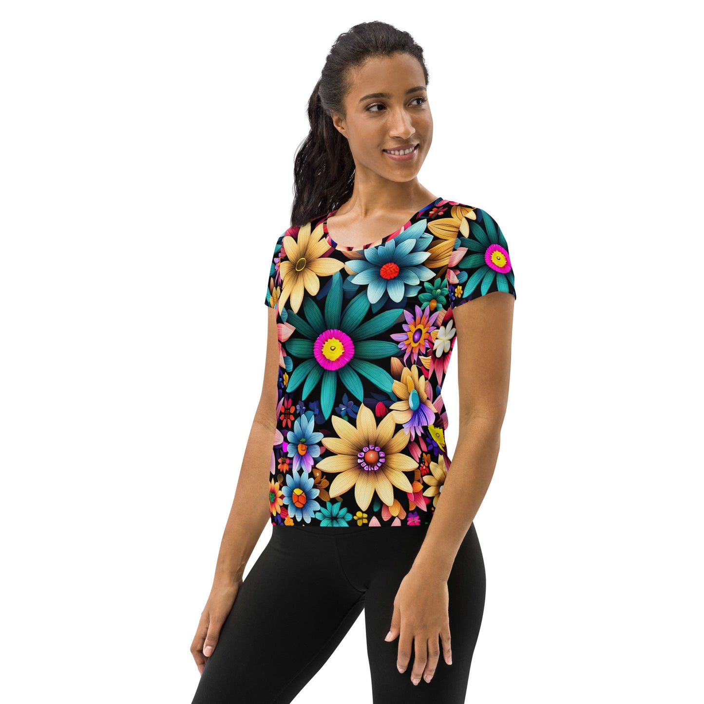 DMV 0265 Floral All-Over Print Women's Athletic T-shirt