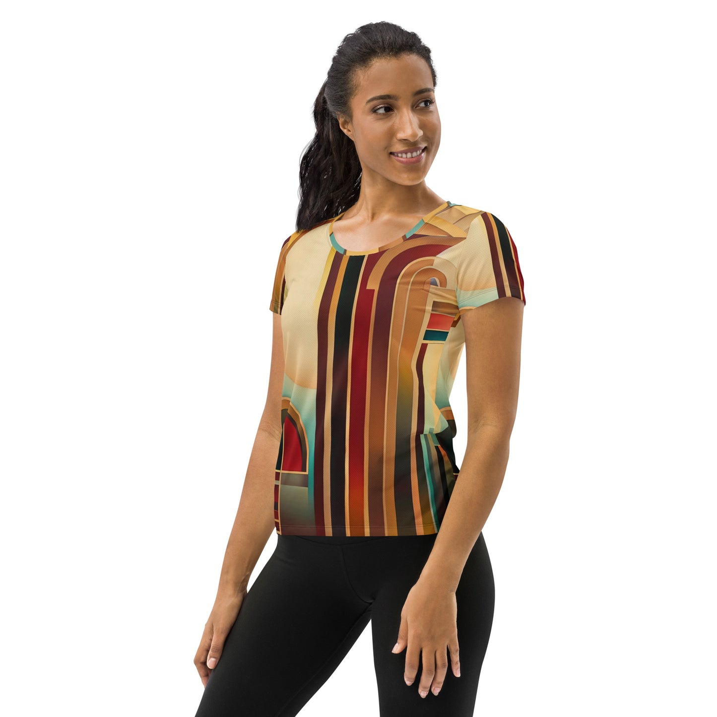 DMV 0165 Retro Art All-Over Print Women's Athletic T-shirt