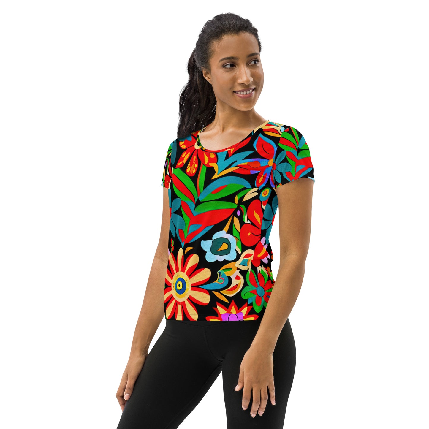 DMV 0116 Floral All-Over Print Women's Athletic T-shirt