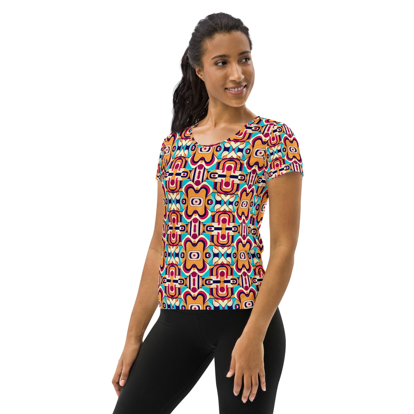 DMV 0160 Vintage Artsy All-Over Print Women's Athletic T-shirt