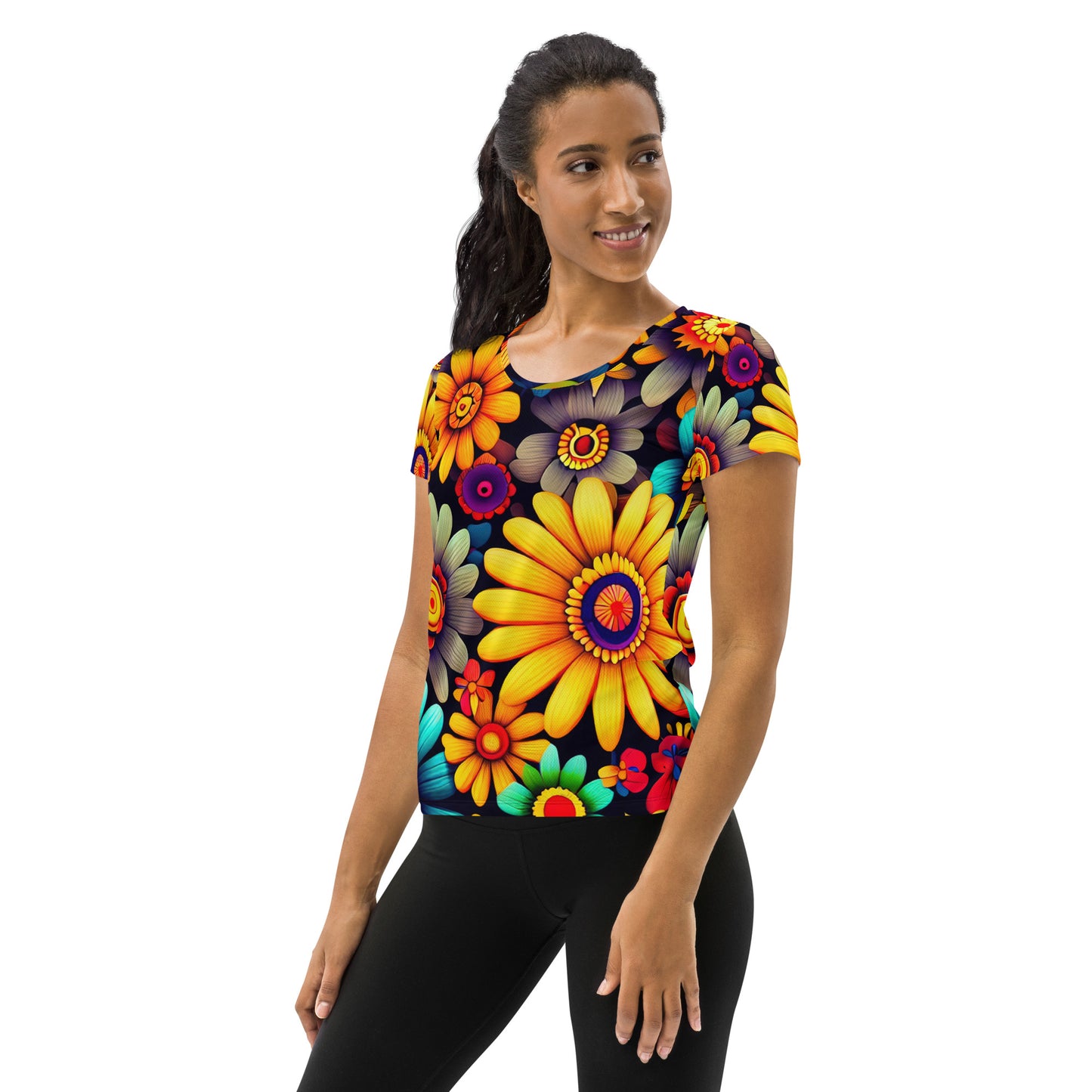 DMV 0158 Floral All-Over Print Women's Athletic T-shirt