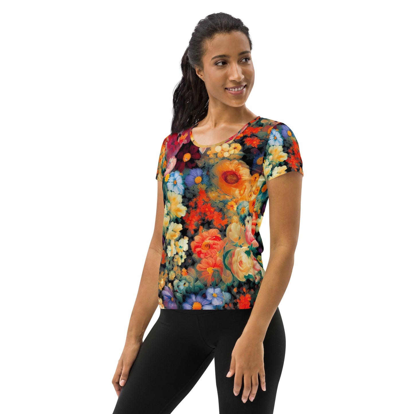 DMV 0150 Floral All-Over Print Women's Athletic T-shirt