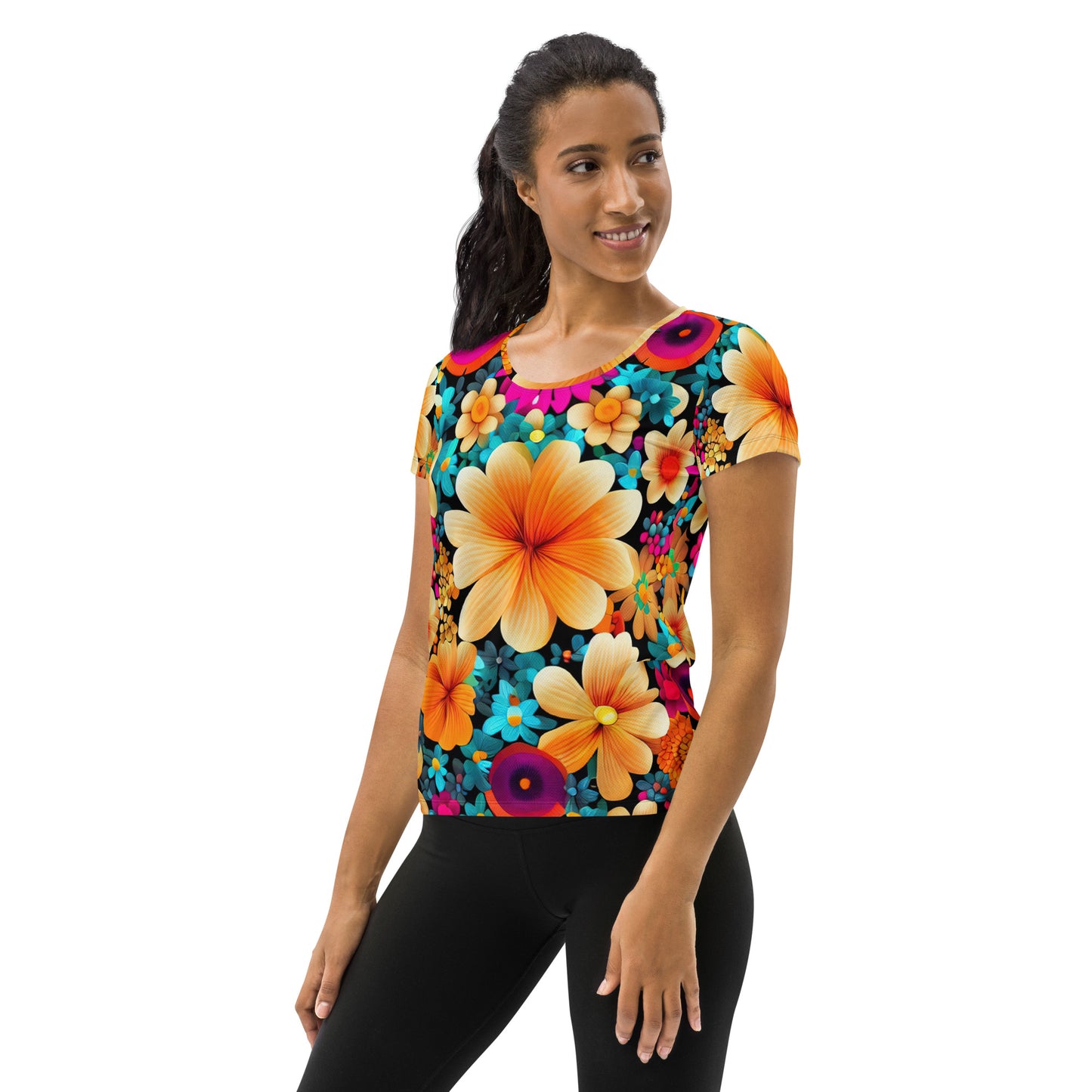 DMV 0259 Floral All-Over Print Women's Athletic T-shirt