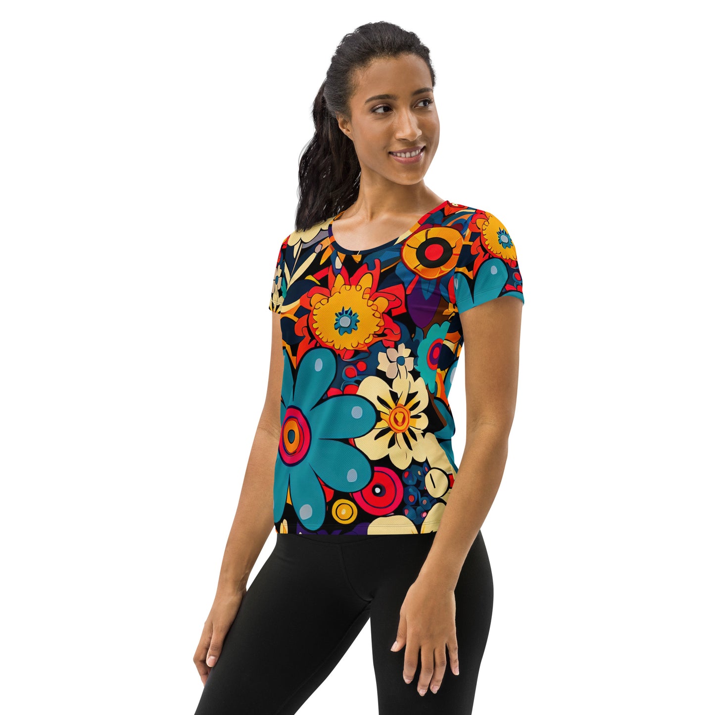 DMV 0969 Floral All-Over Print Women's Athletic T-shirt