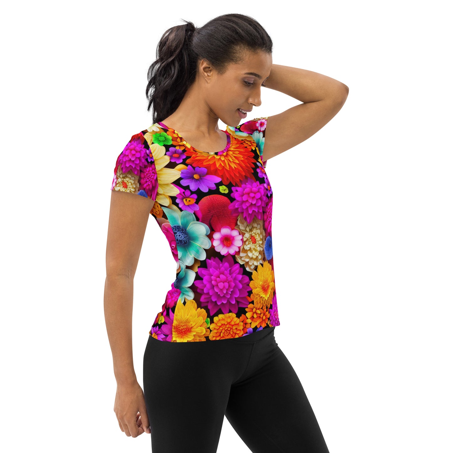 DMV 0238 Floral All-Over Print Women's Athletic T-shirt