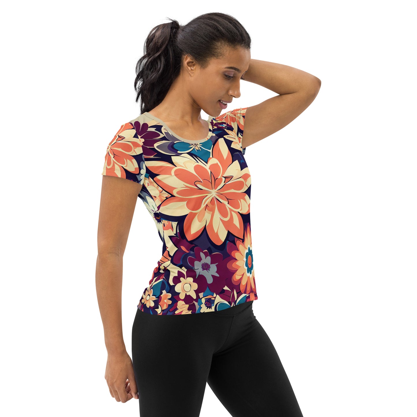 DMV 0253 Floral All-Over Print Women's Athletic T-shirt