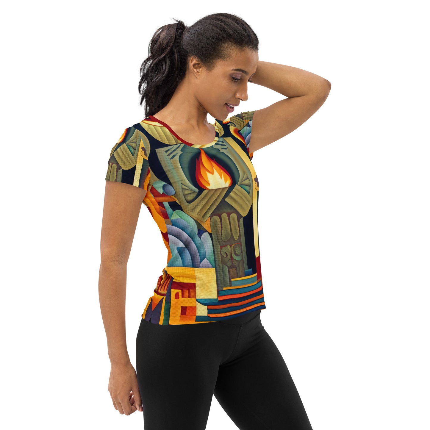 DMV 0237 Retro Art All-Over Print Women's Athletic T-shirt