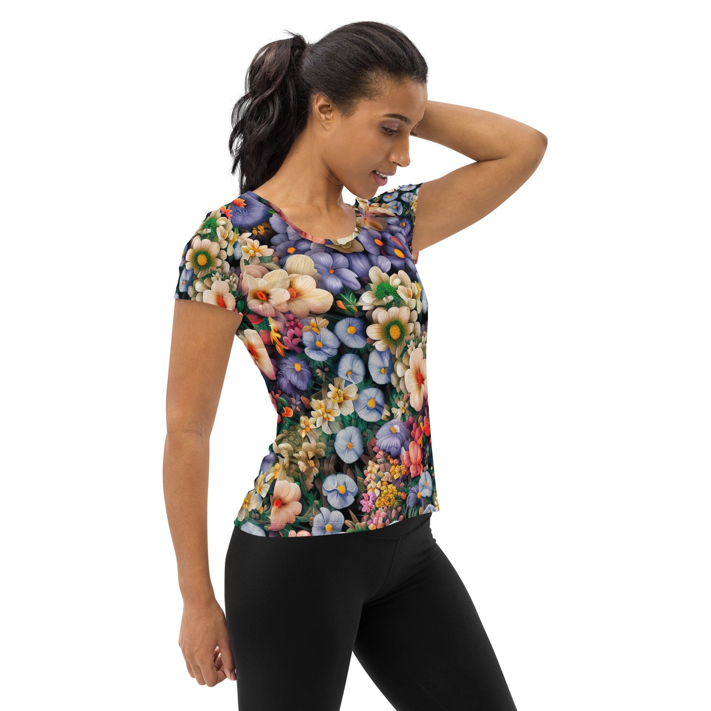 DMV 0114 Floral All-Over Print Women's Athletic T-shirt