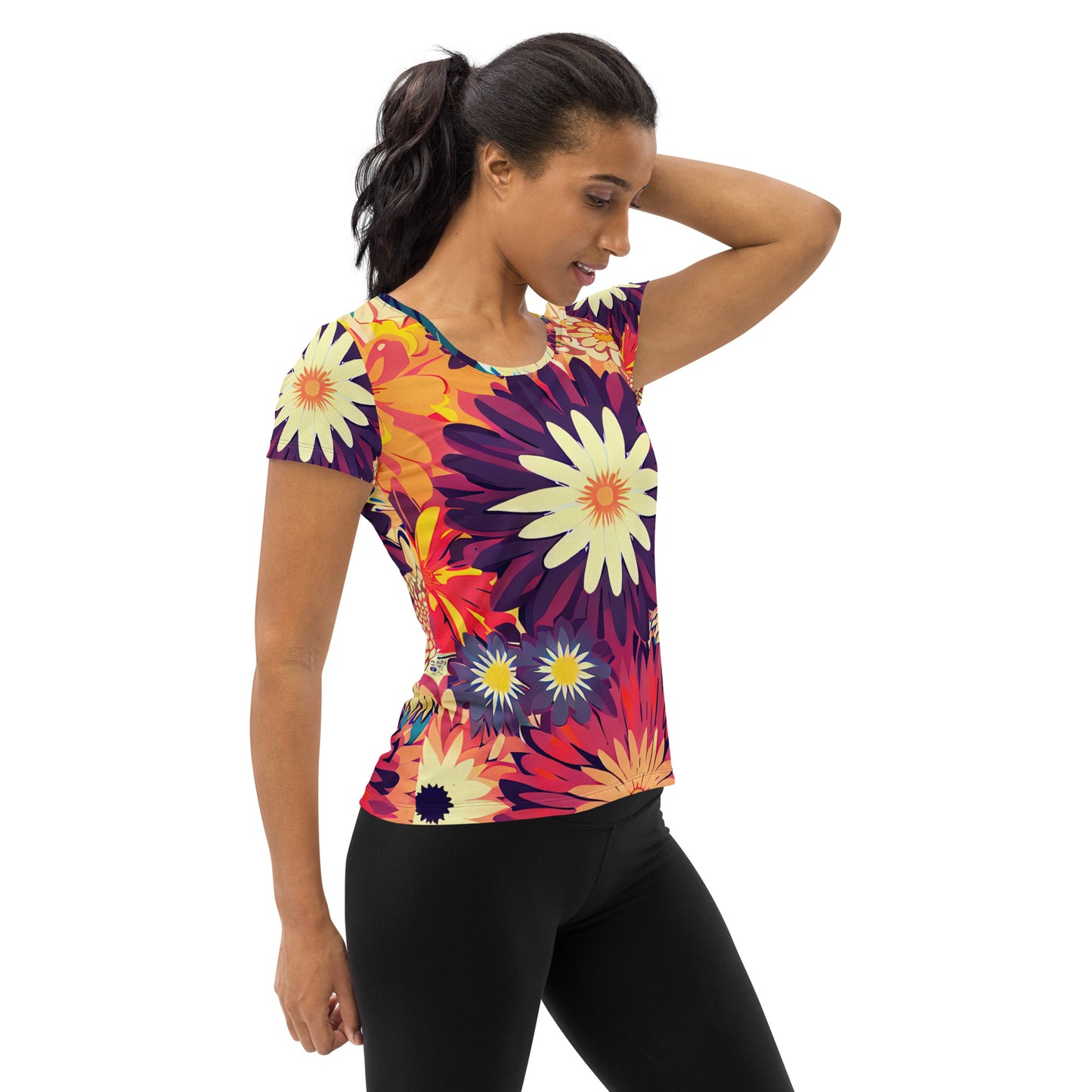 DMV 0097 Floral All-Over Print Women's Athletic T-shirt