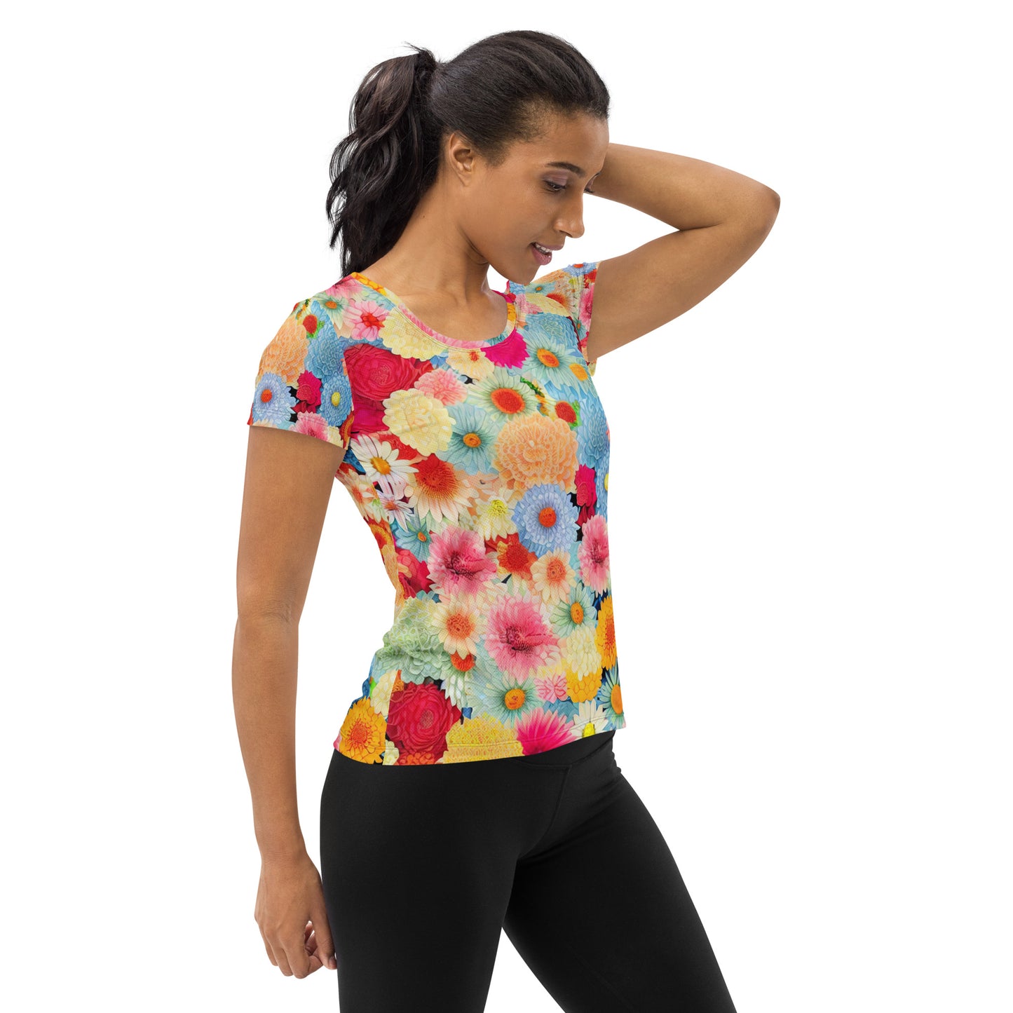 DMV 0106 Floral All-Over Print Women's Athletic T-shirt