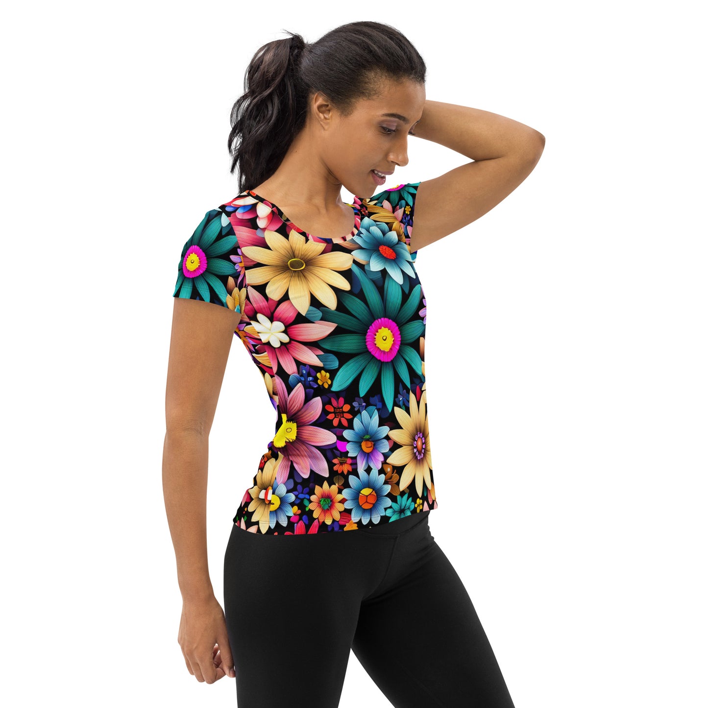 DMV 0265 Floral All-Over Print Women's Athletic T-shirt