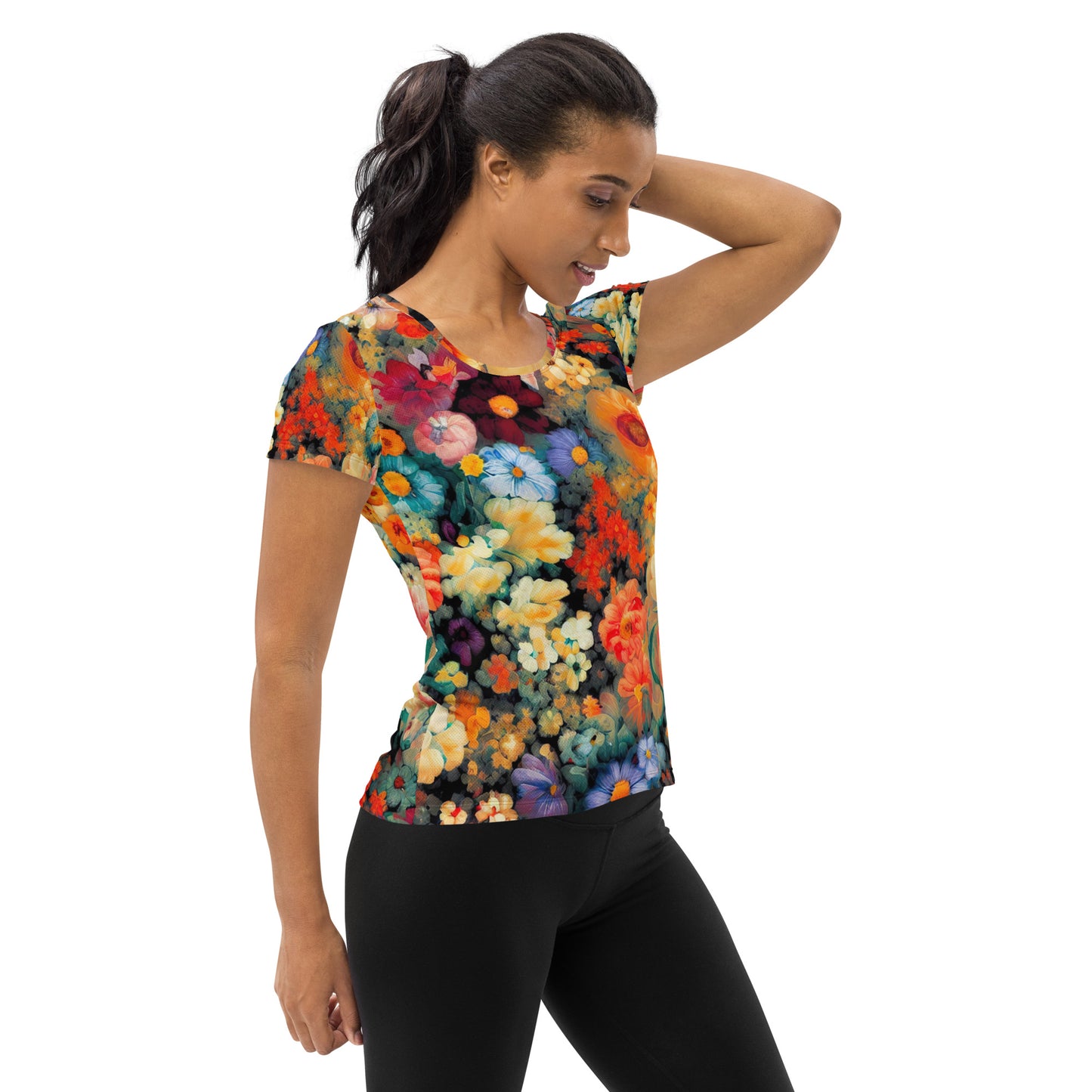 DMV 0150 Floral All-Over Print Women's Athletic T-shirt