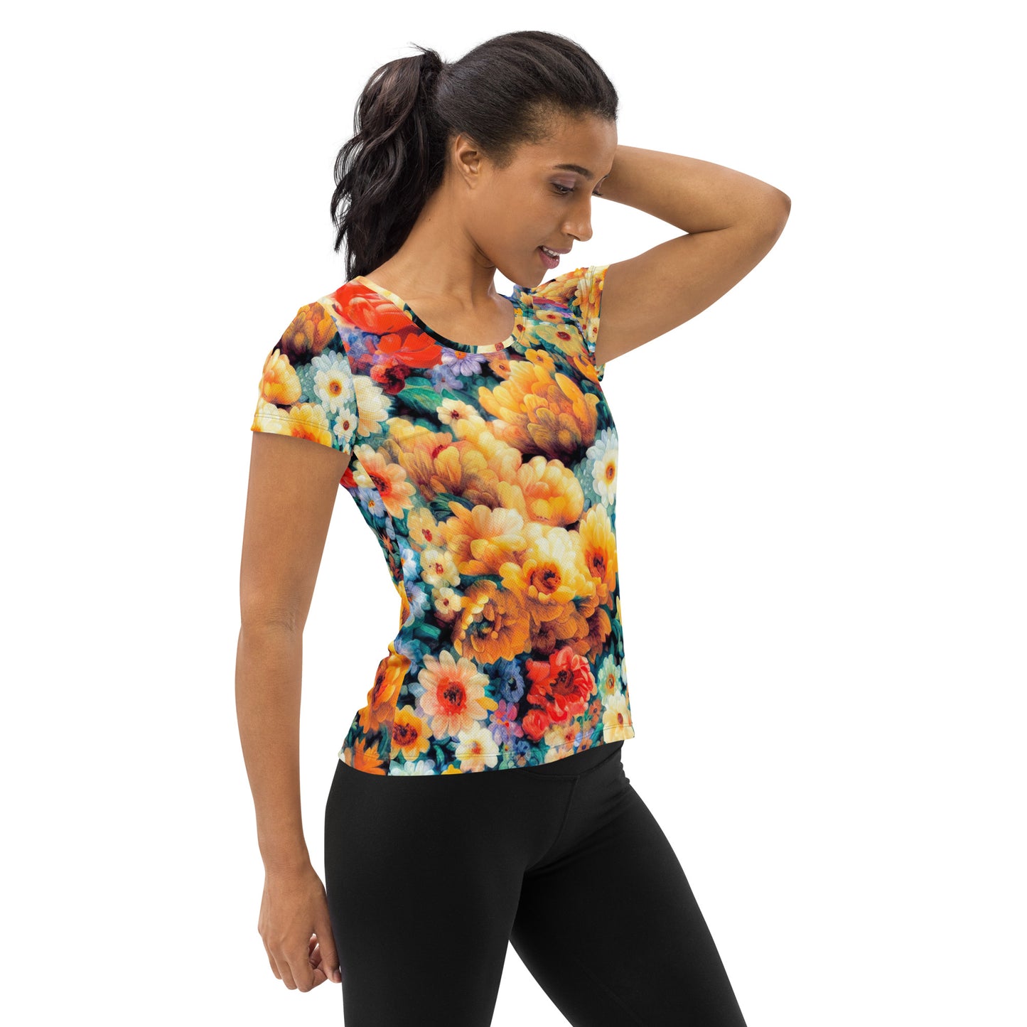 DMV 0146 Floral All-Over Print Women's Athletic T-shirt