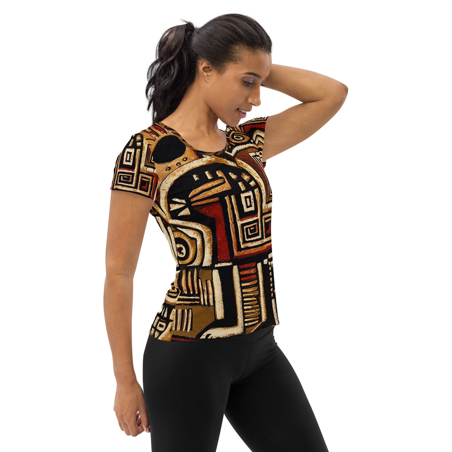 DMV 1521 Retro Art All-Over Print Women's Athletic T-shirt