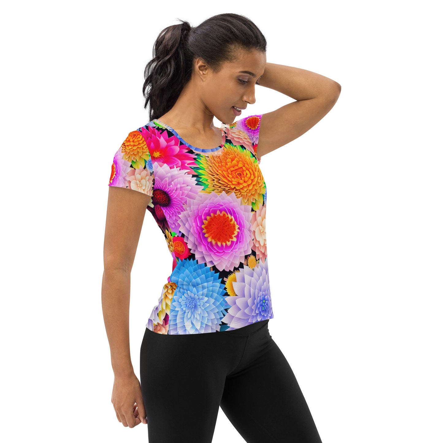 DMV 0764 Floral All-Over Print Women's Athletic T-shirt