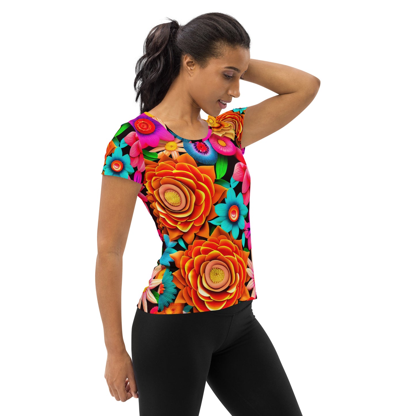 DMV 0938 Floral All-Over Print Women's Athletic T-shirt