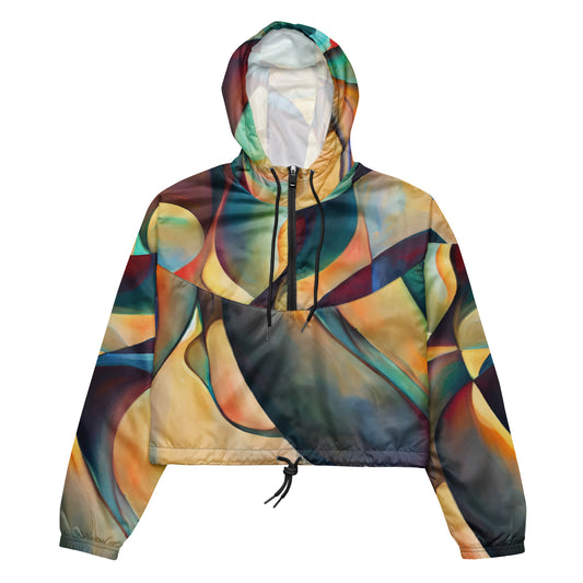 DMV 0243 Abstract Art Women’s cropped windbreaker