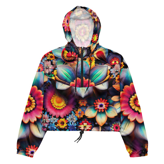 DMV 0219 Floral Women’s cropped windbreaker