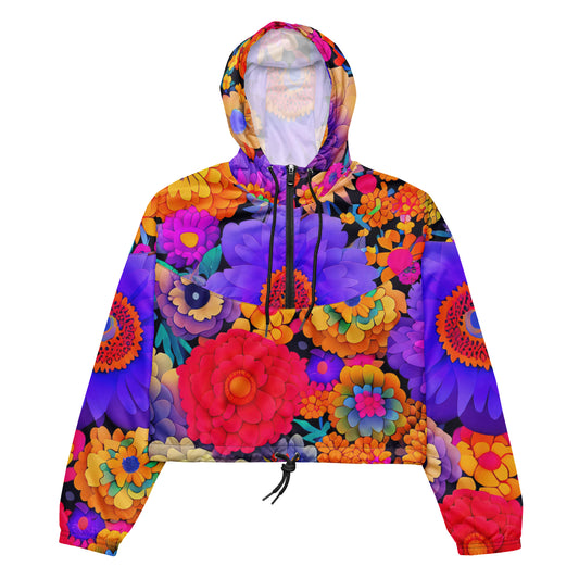 DMV 0220 Floral Women’s cropped windbreaker