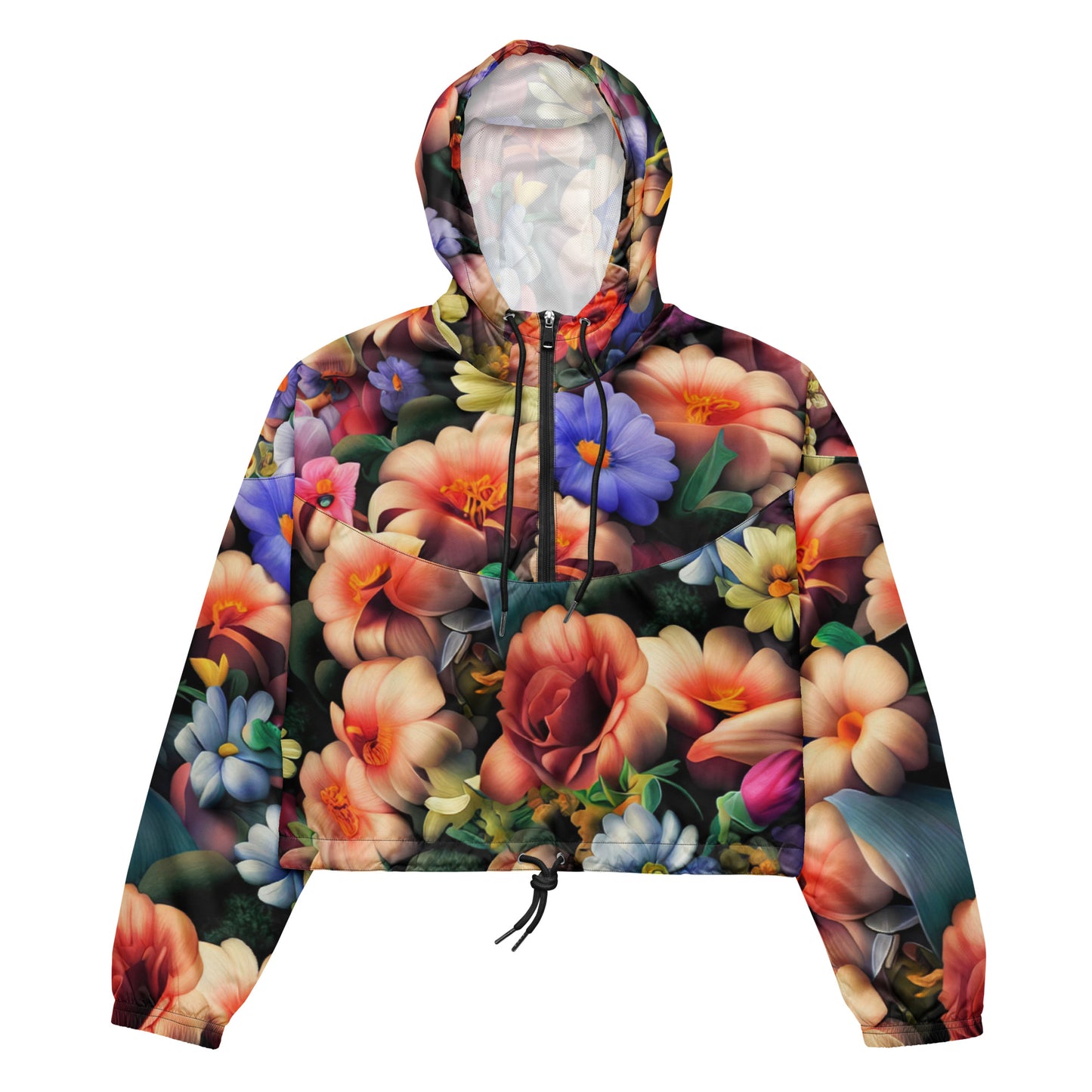 DMV 0043 Floral Women’s cropped windbreaker