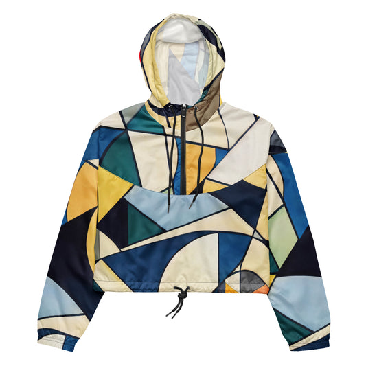 DMV 0227 Abstract Art Women’s cropped windbreaker