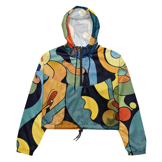 DMV 0242 Retro Art Women’s cropped windbreaker