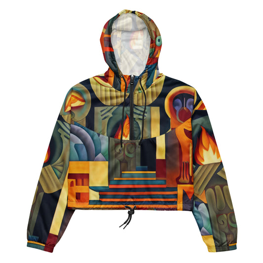 DMV 0237 Retro Art Women’s cropped windbreaker