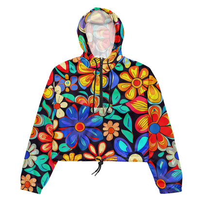 DMV 0257 Floral Women’s cropped windbreaker