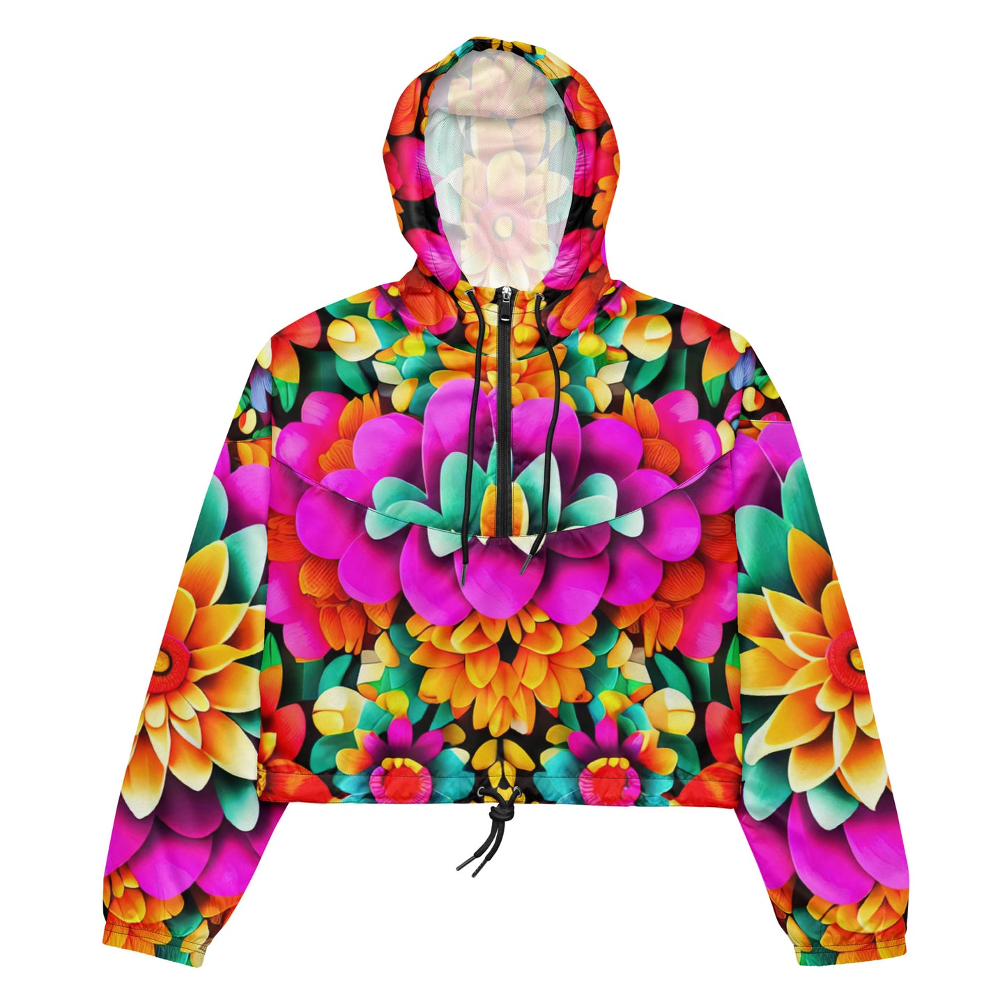 DMV 0250 Floral Women’s cropped windbreaker