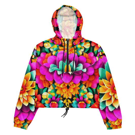 DMV 0250 Floral Women’s cropped windbreaker