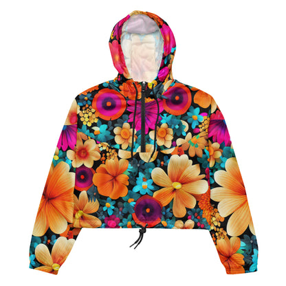 DMV 0259 Floral Women’s cropped windbreaker