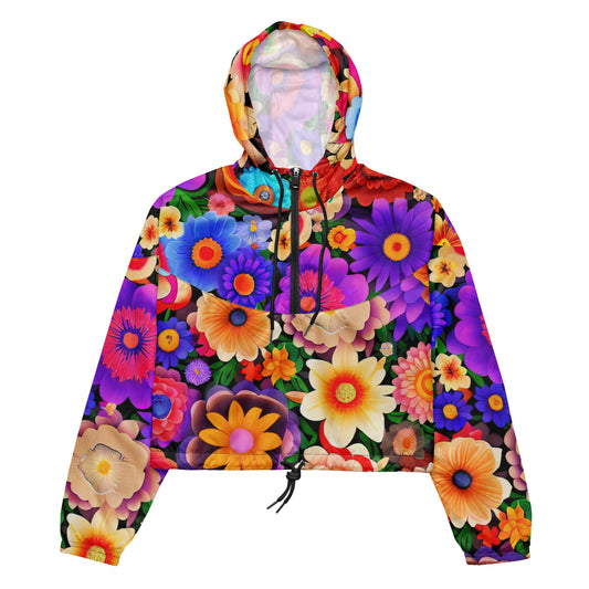 DMV 0309 Floral Women’s cropped windbreaker