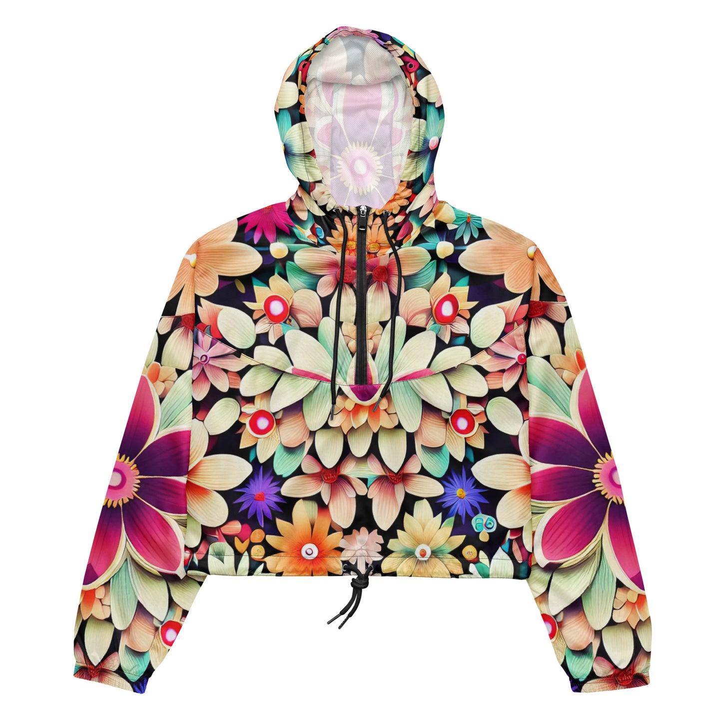 DMV 0307 Floral Women’s cropped windbreaker