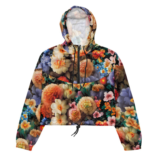 DMV 0302 Floral Women’s cropped windbreaker