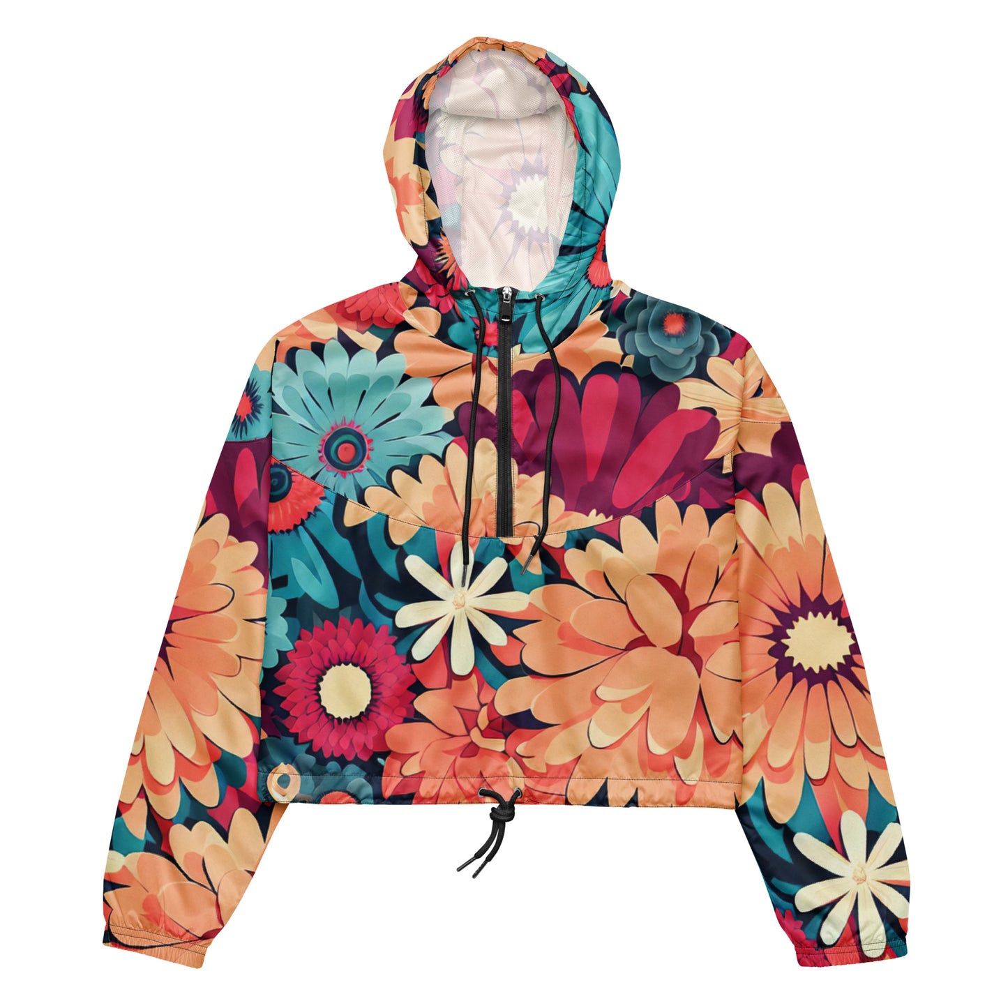 DMV 0293 Floral Women’s cropped windbreaker